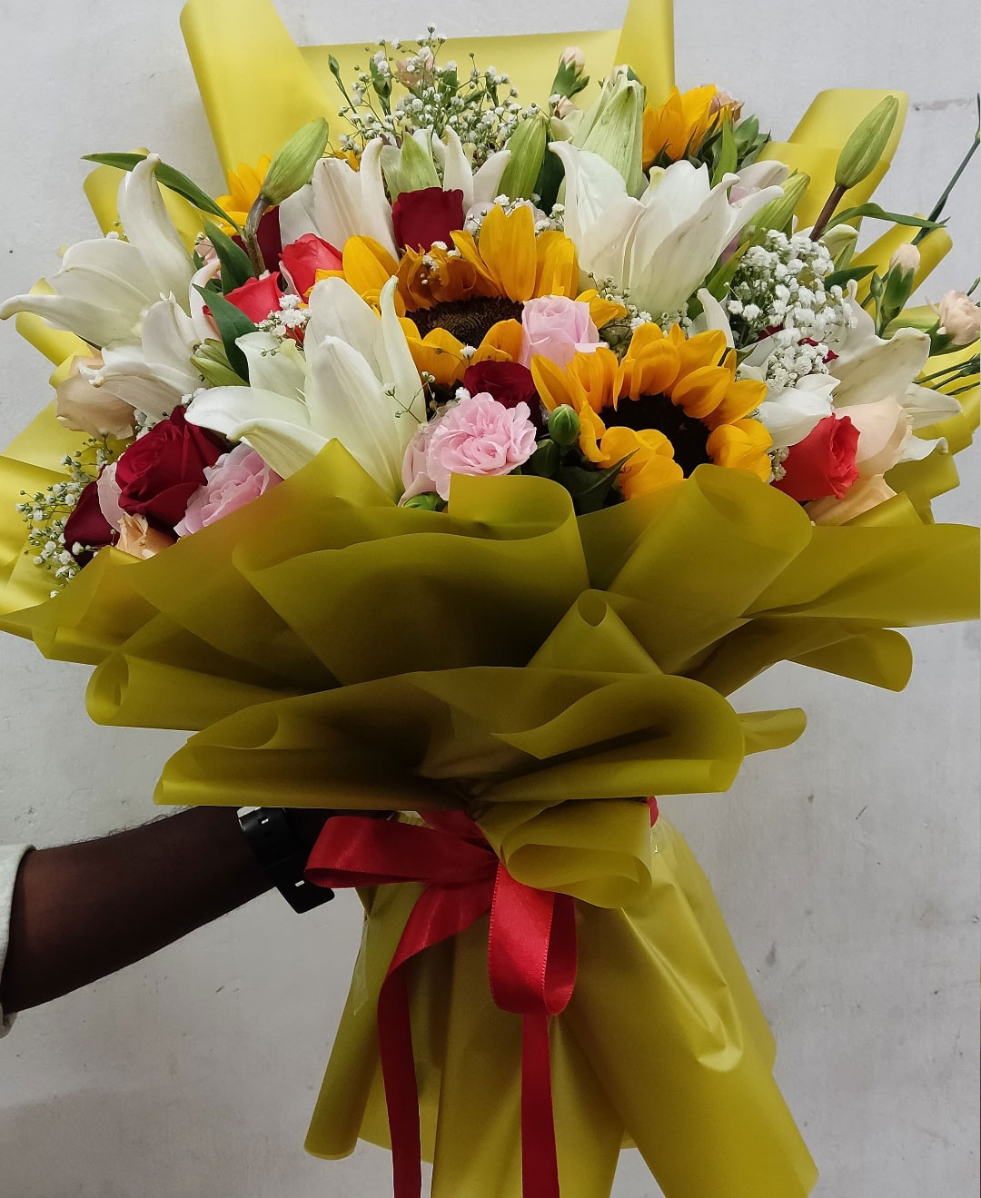 Sunflower and Mixed Flower Bunch with Premium Paper