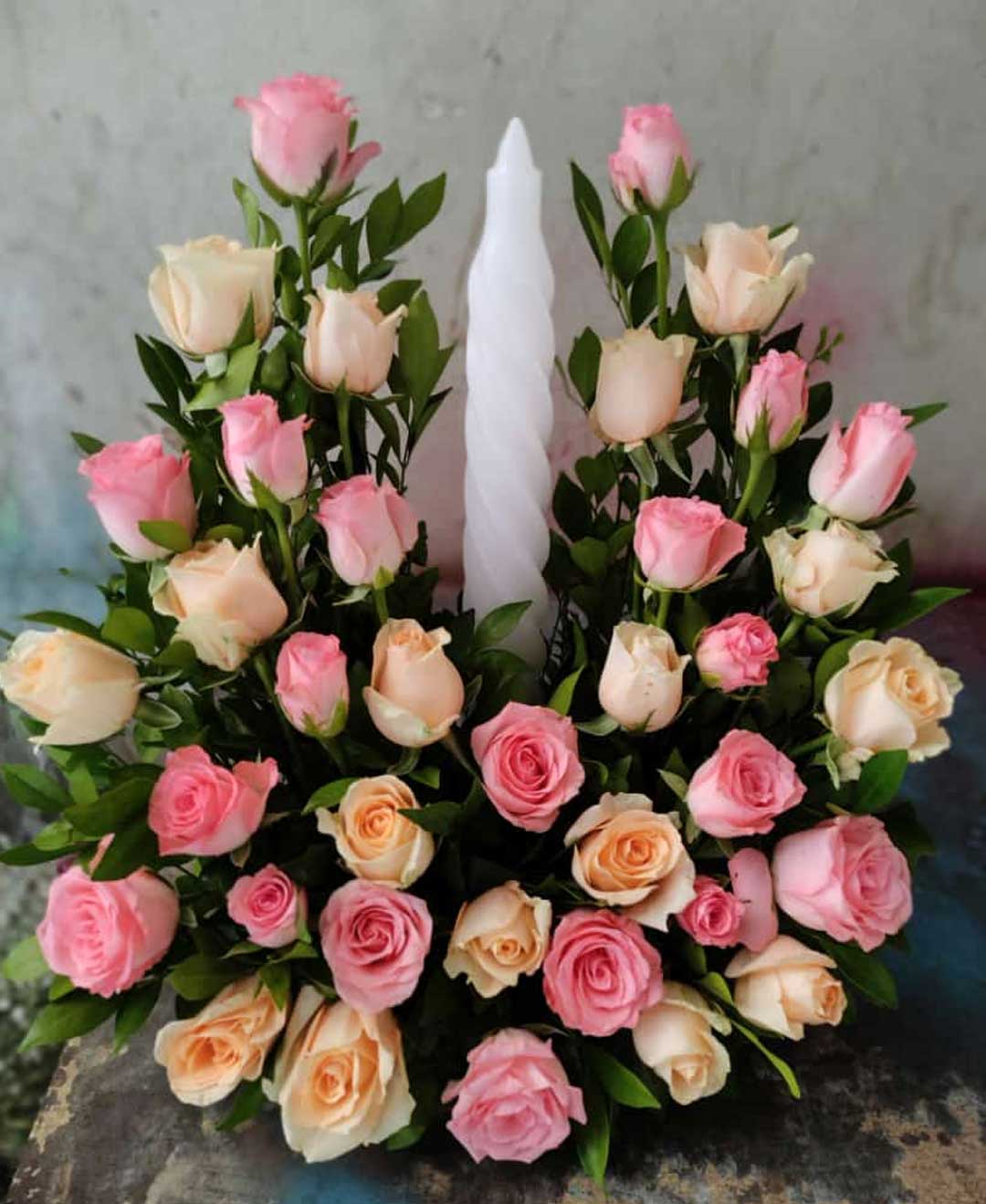 Peachy Pink Rose Candle Ensemble