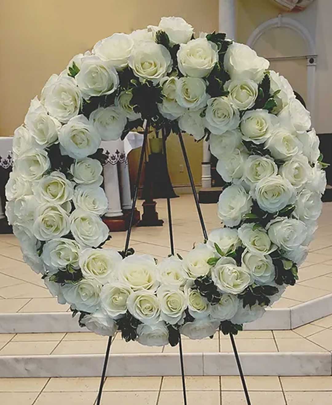 Ethereal Embrace of White Rose Wreath