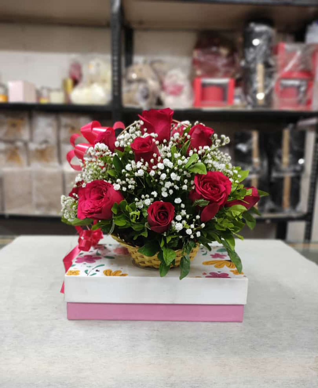 *12 Red Roses Basket