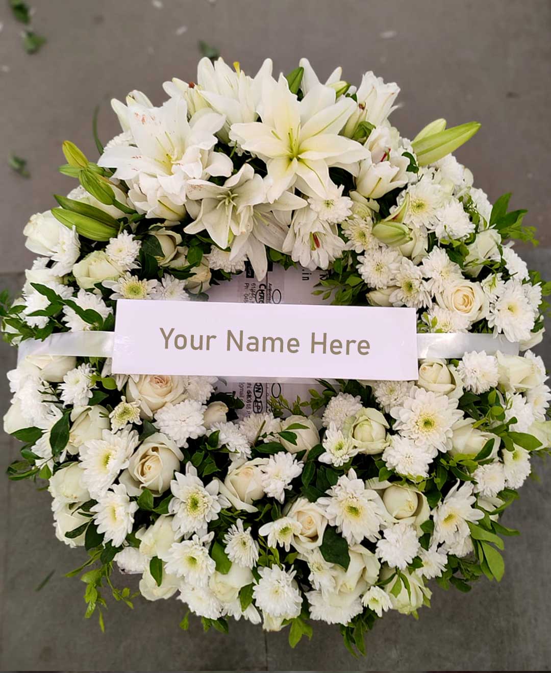 *Roses Lilies And Chysamthumun Round Wreath Arrangement